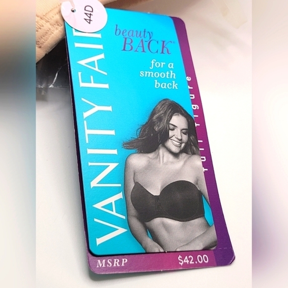 Vanity Fair 44D Full Figure Underwire Strapless + Convertible Straps Beige Bra - Picture 9 of 9